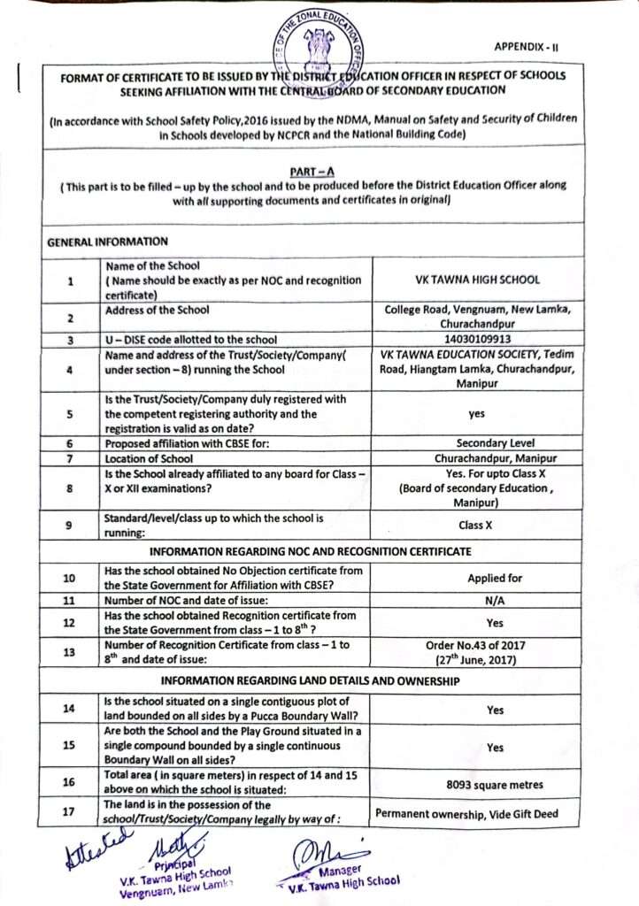 DEO Certificate - V.K. Tawna High